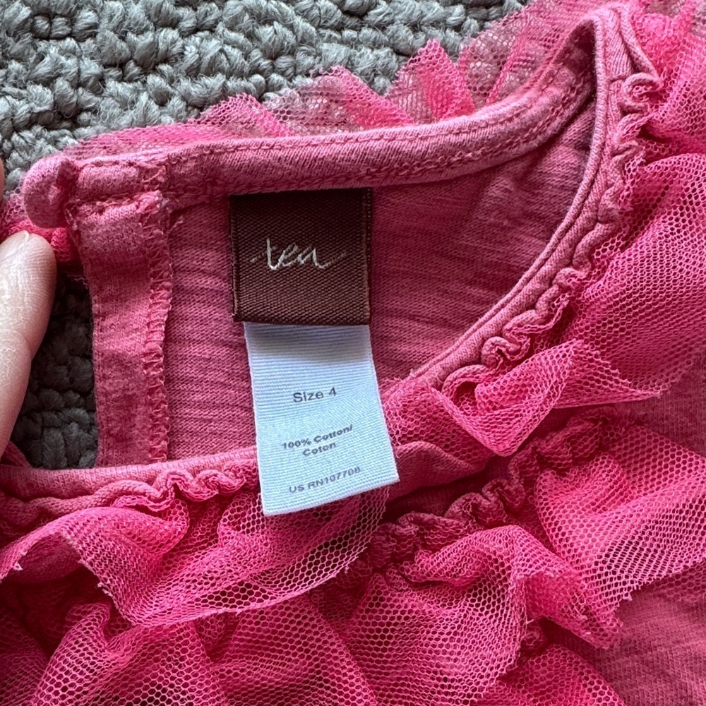 Tea Collection Coral Pink Ruffle Neck Sleeveless Dress - Picture 2 of 3